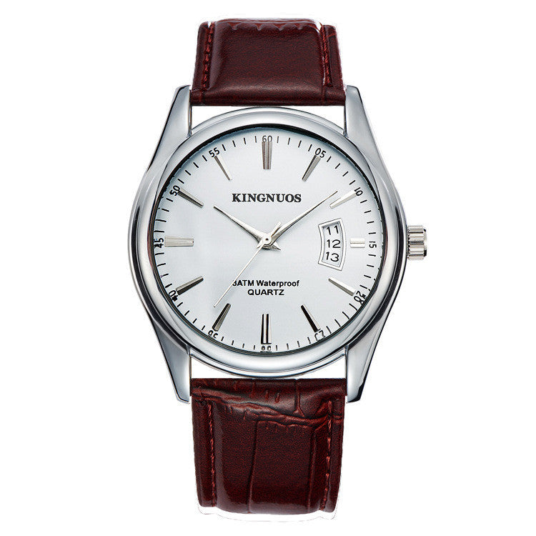 New Men's Single Calendar Waterproof Steel Band Watch