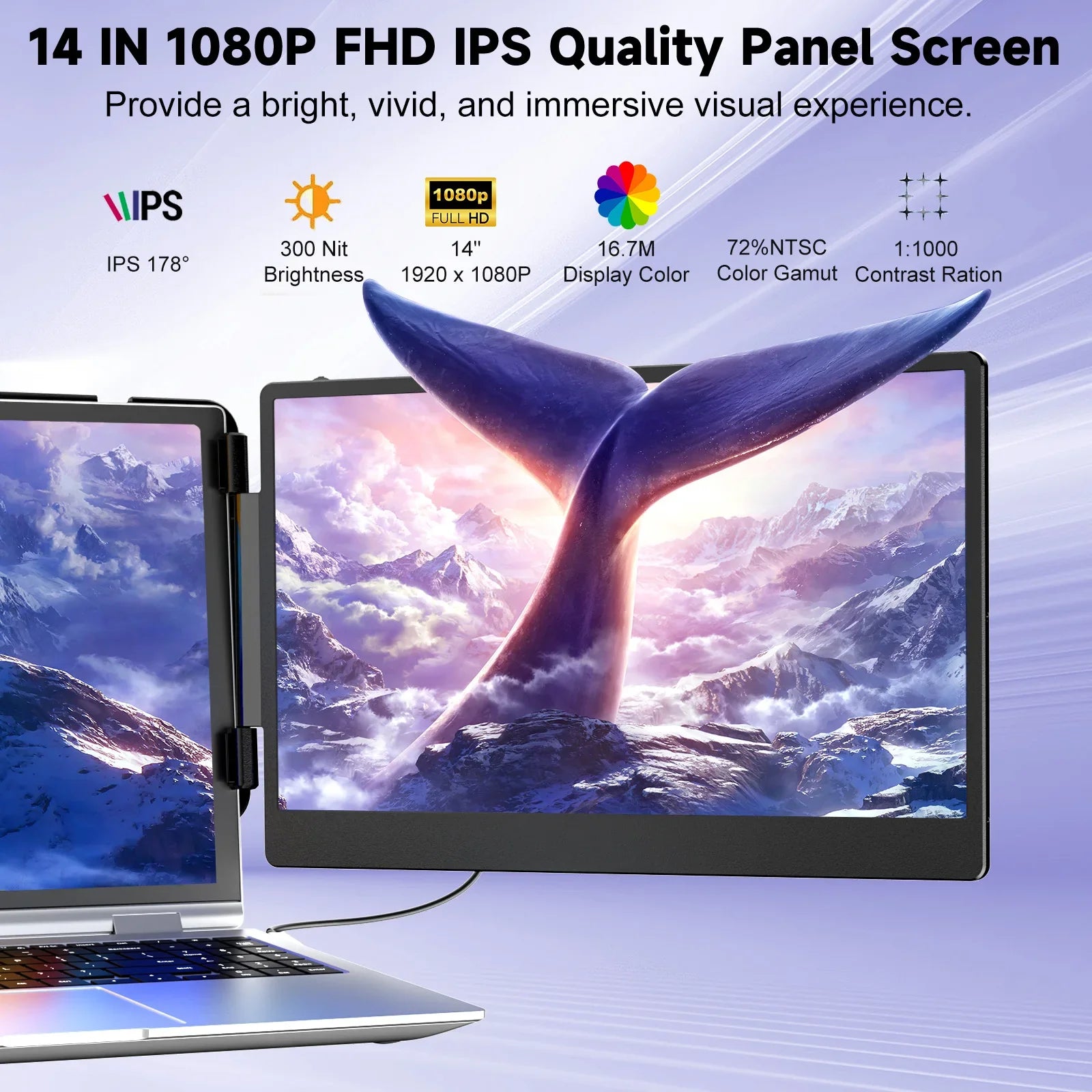 OEM S2 Triple Portable Laptop Screen Extender Monitor 14 Inch FHD 1080P IPS Dual Screen Portable Monitor Extension for Laptop