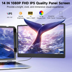 OEM S2 Triple Portable Laptop Screen Extender Monitor 14 Inch FHD 1080P IPS Dual Screen Portable Monitor Extension for Laptop