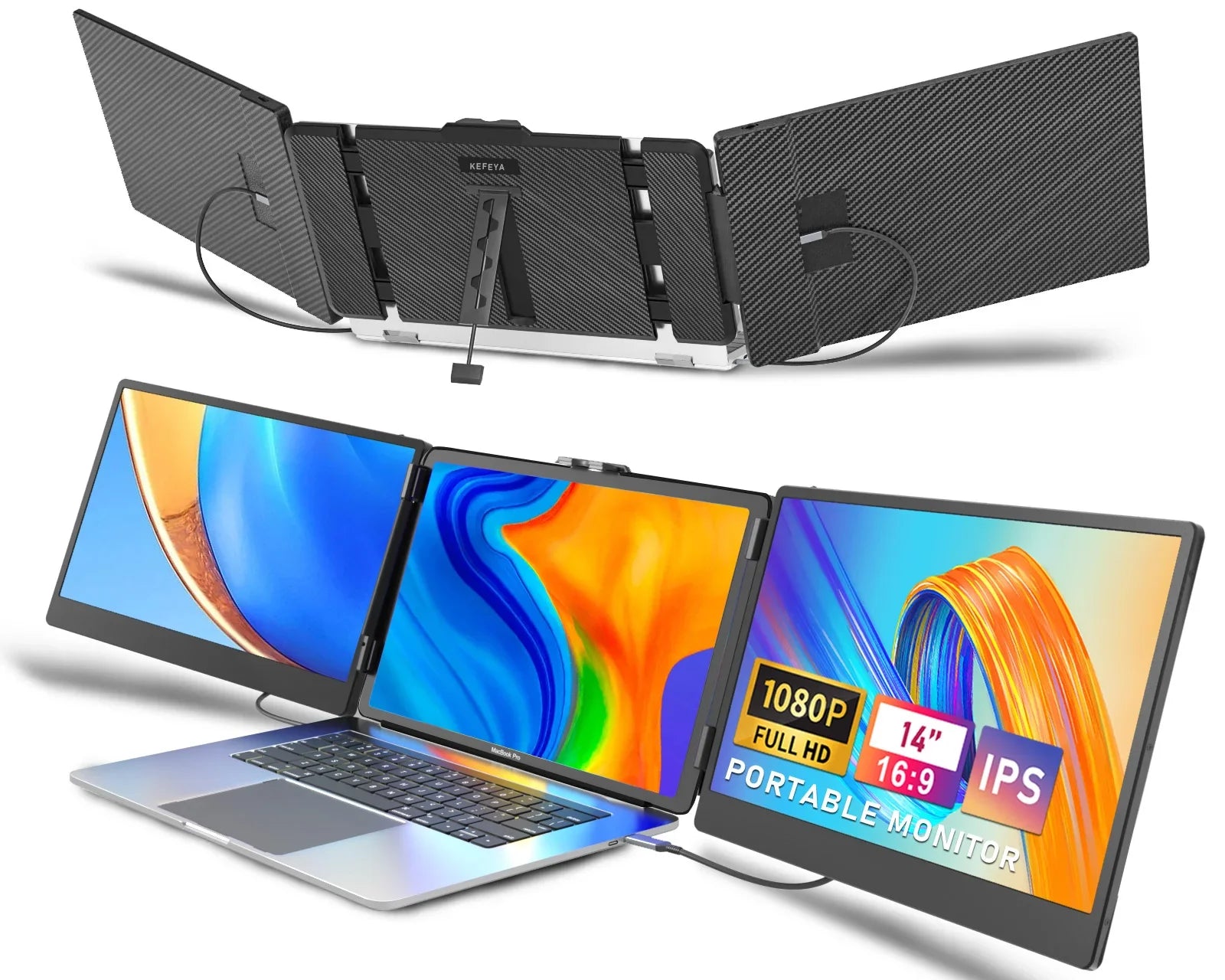 OEM S2 Triple Portable Laptop Screen Extender Monitor 14 Inch FHD 1080P IPS Dual Screen Portable Monitor Extension for Laptop