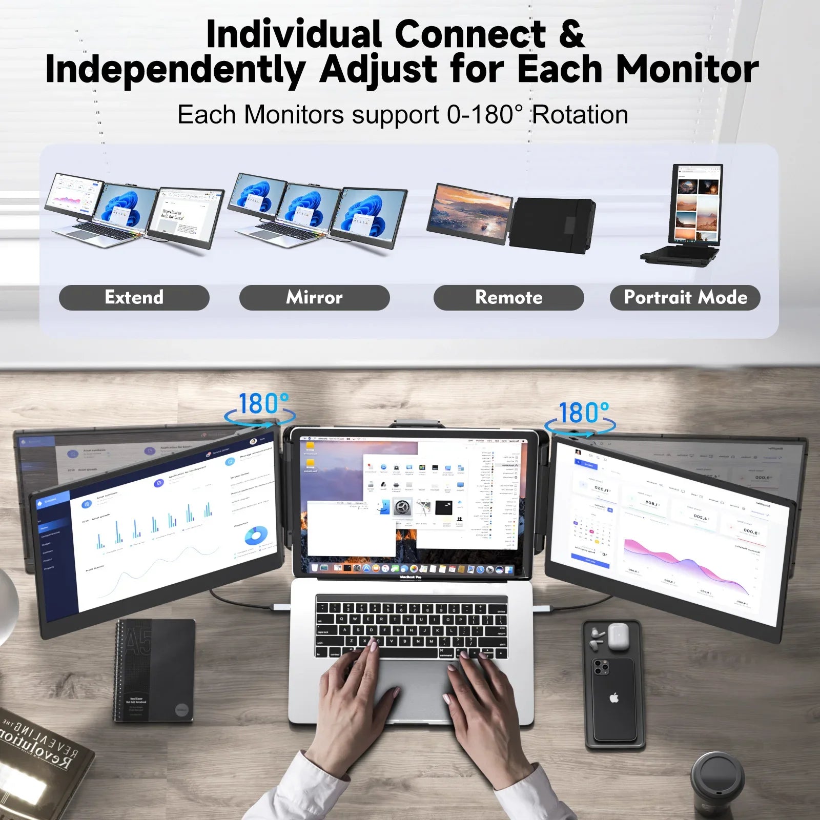 OEM S2 Triple Portable Laptop Screen Extender Monitor 14 Inch FHD 1080P IPS Dual Screen Portable Monitor Extension for Laptop