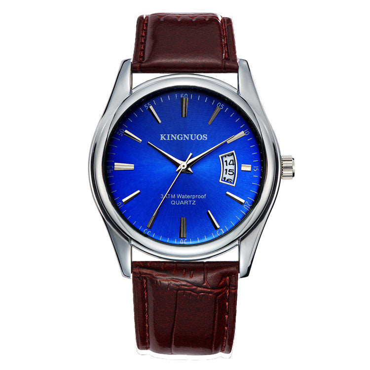 New Men's Single Calendar Waterproof Steel Band Watch