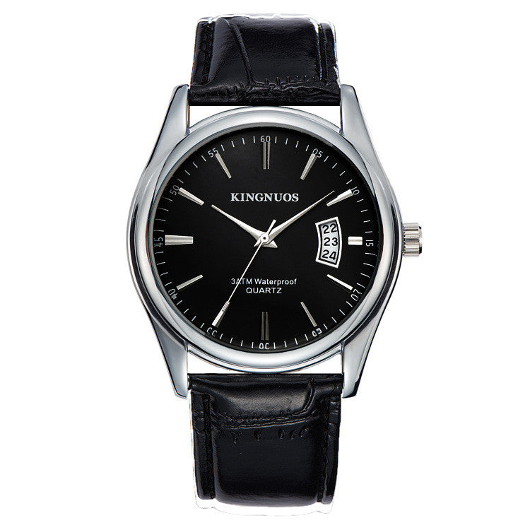 New Men's Single Calendar Waterproof Steel Band Watch