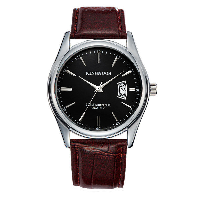 New Men's Single Calendar Waterproof Steel Band Watch
